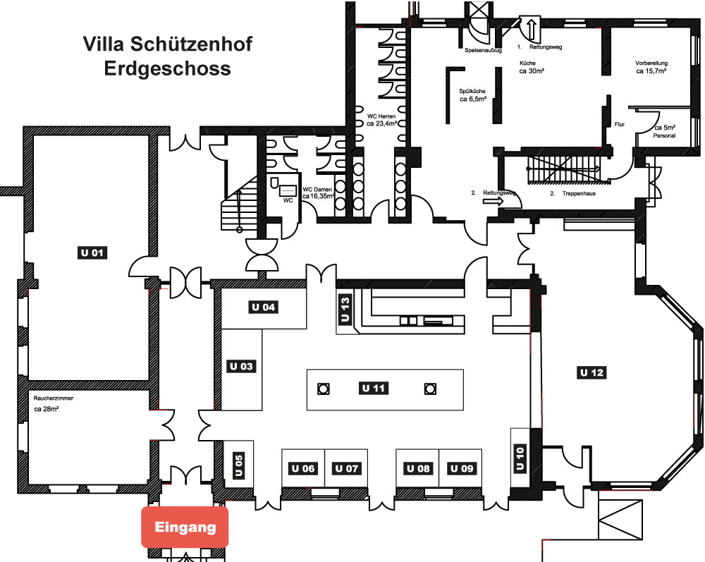 Erdgeschoss - Villa Schützenhof